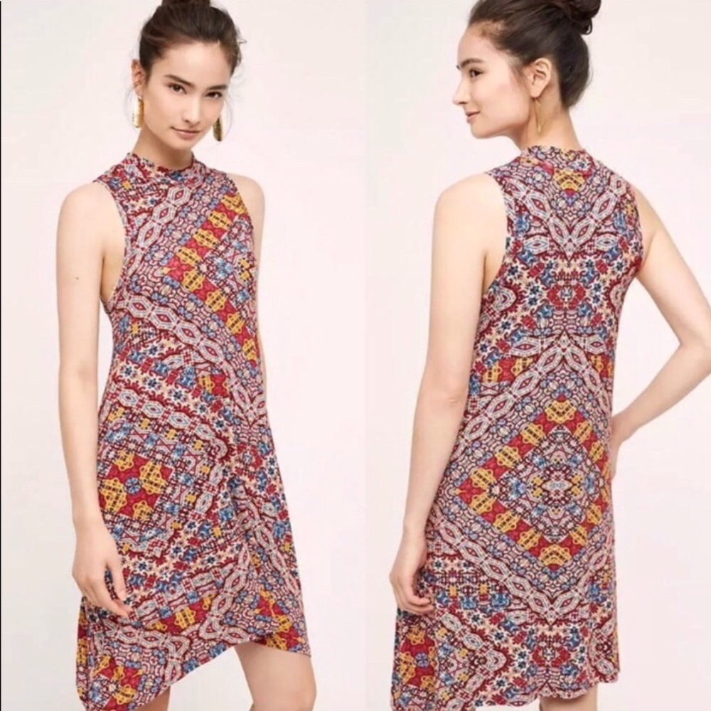 MAEVE Anthropologie Mock Neck Lilt Swing Dress L